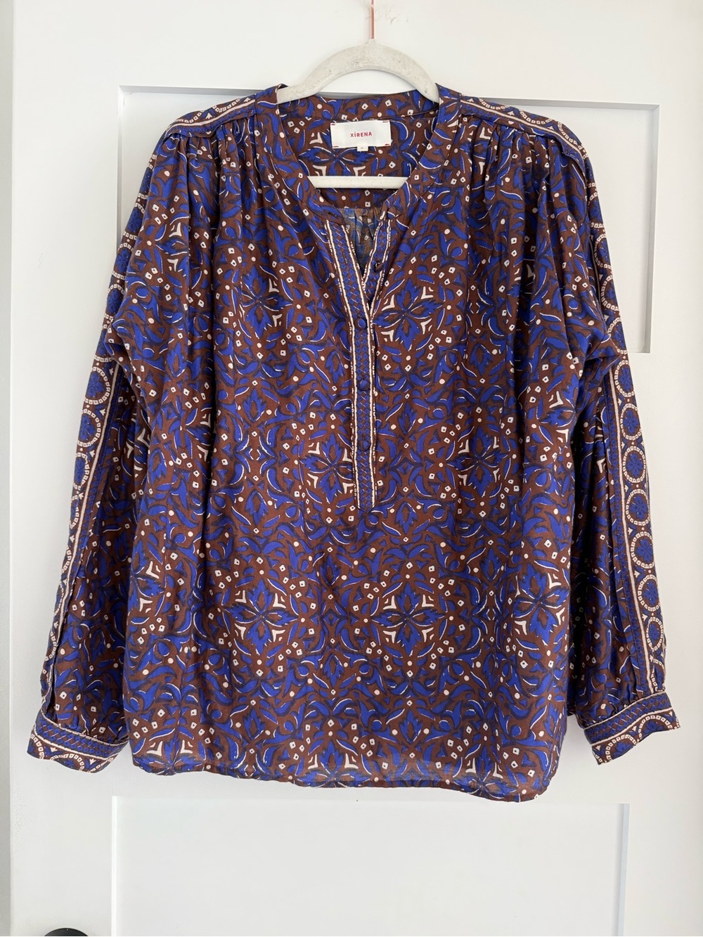 Xirena Purply blue & Brown Printed Long-Sleeve top